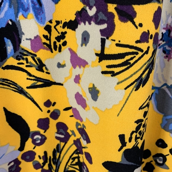 Alexandra Oak Dress Yellow Blue Black Floral XL Stretchy Pullover Polyester - Picture 6 of 11